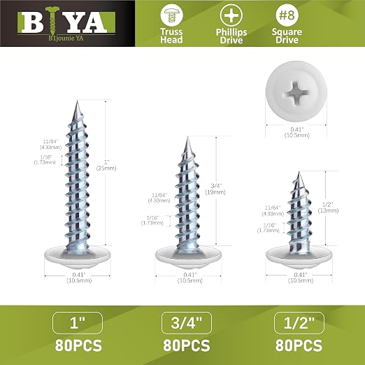 White Wood Screws, 1/2 Inch, 3/4 Inch, 1 Inch - Image 5