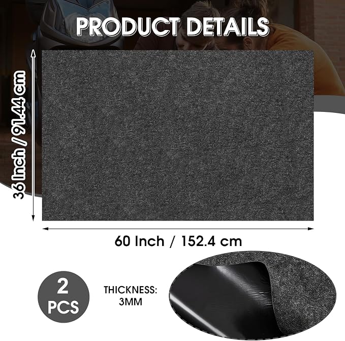 GlowShade 2 Pack Oil Spill Mat, 36 X 60 Inch Garage Floor Mat Under Car - Image 2