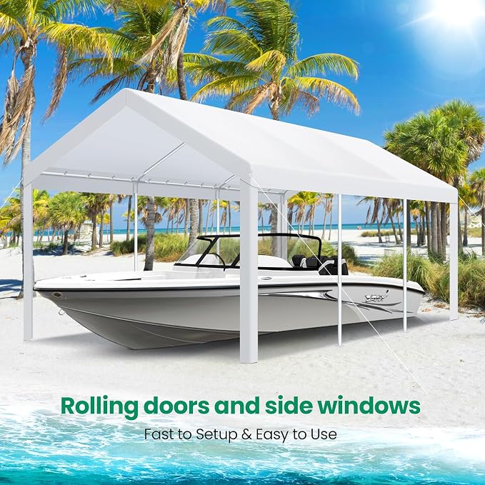 COBIZI Carports 10x20 Heavy Duty Car Tent Garage, Galvanized Frame Car Canopy - Image 6