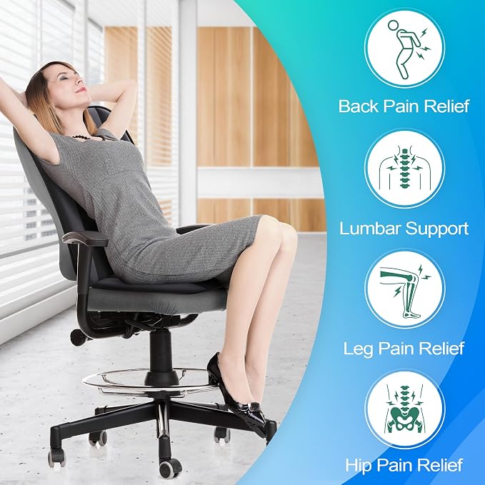 MYFAMIREA Car Seat Cushion and Back Support Pillow 1.2'' Thick Memory Foam Desk - Image 6