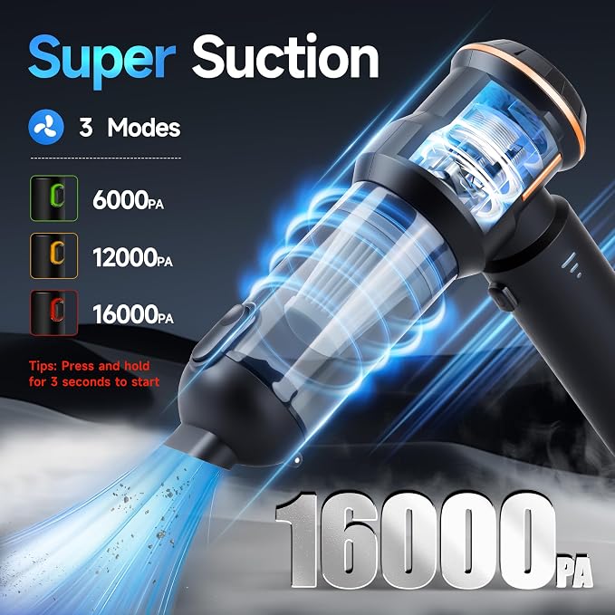 Portable Cordless Mini Car Vacuum Cleaner 16KPa - Image 3