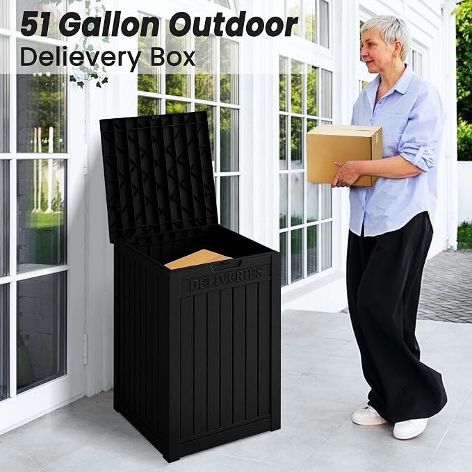 55 Gallon Plus Lockable Resin Deck Box, Waterproof Outdoor Storage Box - Image 3