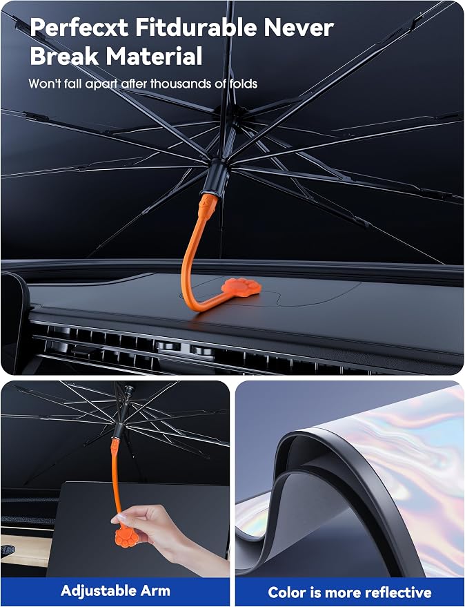 helloleiboo 5  Car Windshield Sun Shade Umbrella, Colorful - Image 3
