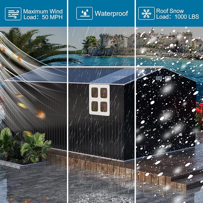 10x16 FT Metal Outdoor Shed Extra Large Waterproof Tools Storage House - Image 7