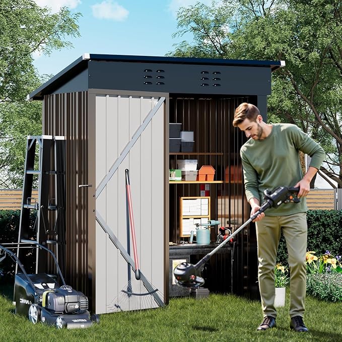 COMHOMA Shed Outdoor Storage Shed Metal, Lockable Doors Tool Sheds - Image 7