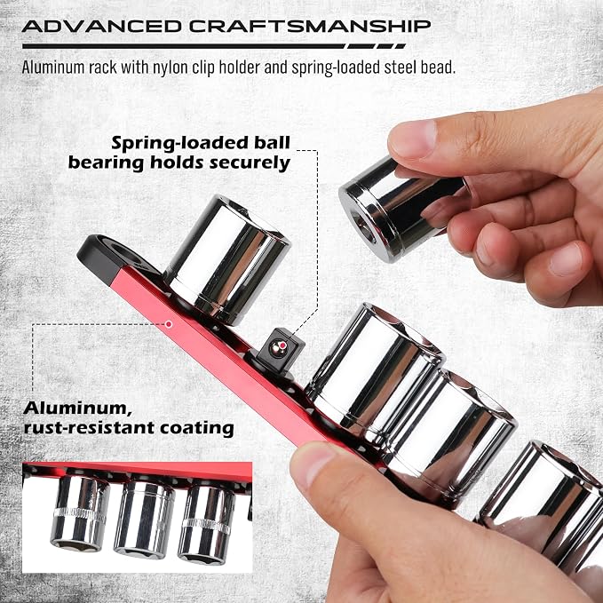 Magnetic Socket Holder Organizer Set: 9-Piece Detachable 1/4, 1/2 Socket Trays - Image 2