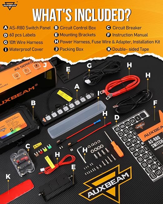 Auxbeam 8 Gang Slim Switch Panel RGB AS-R80 Toggle Momentary Pulsed Dimmable - Image 6
