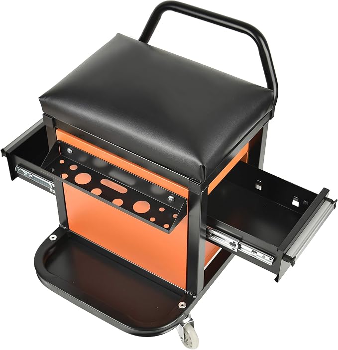 Eisen Rolling Tool Box with Seat, Mechanics Seat with Storage Drawers and - Image 2