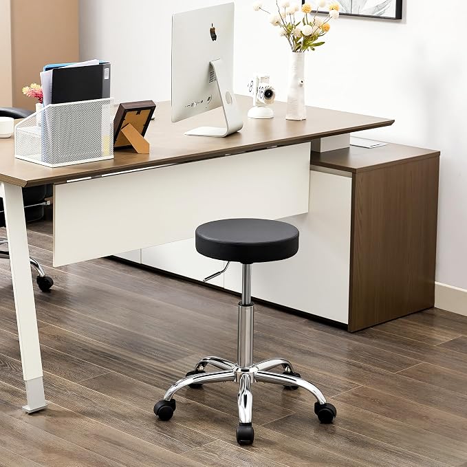Rolling Office Stools, Adjustable Drafting Stool on Wheels 19.5’’-26.6’’ by FIRAVOE