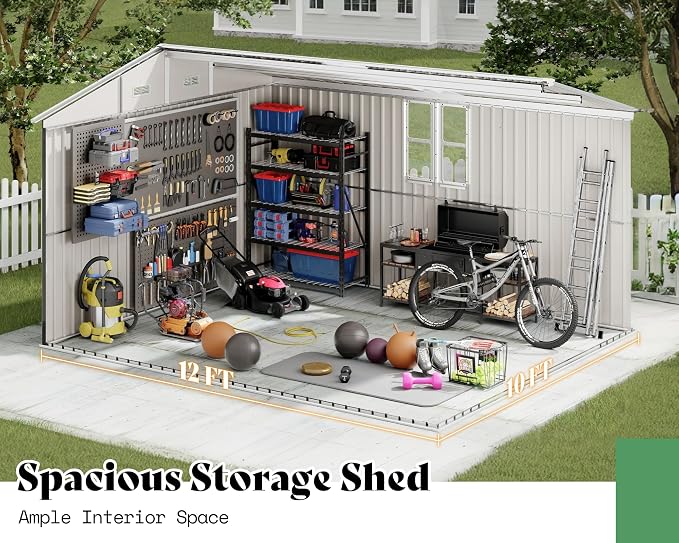 AMERLIFE 10x12x7 FT Galvanized Steel Storage Shed - Image 4