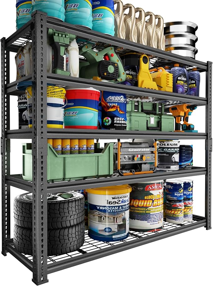 Storage Shelves Heavy Duty, 5-tier Adjustable Metal Industrial Utility Shelf by ROOMTEC