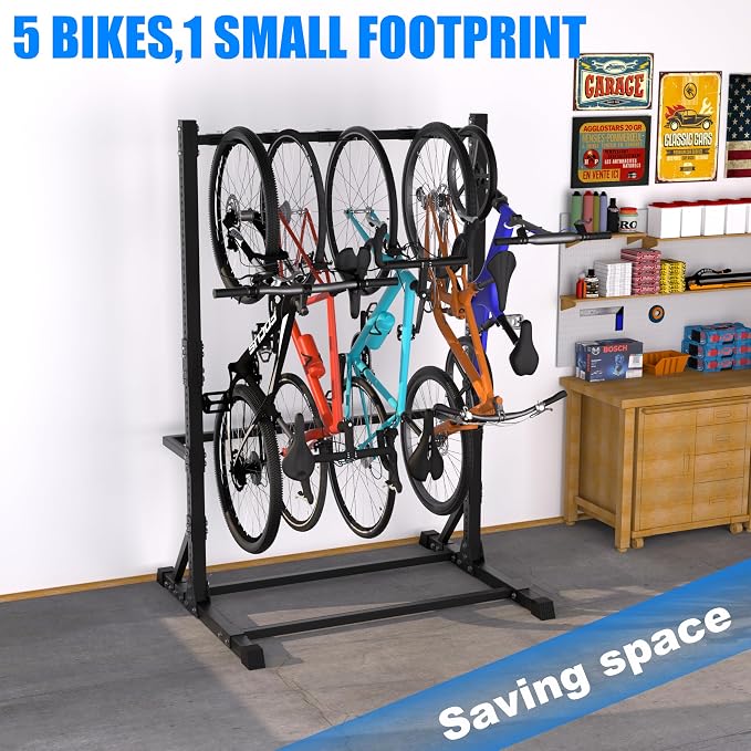 5 Bike Storage Rack, Freestanding Vertical Bicycle Stand - Image 2