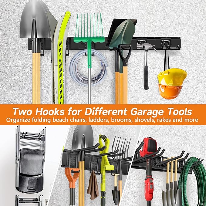 Garden Tool Organizer Wall Mount, Heavy Duty 48 Inches Garage Organization and - Image 4