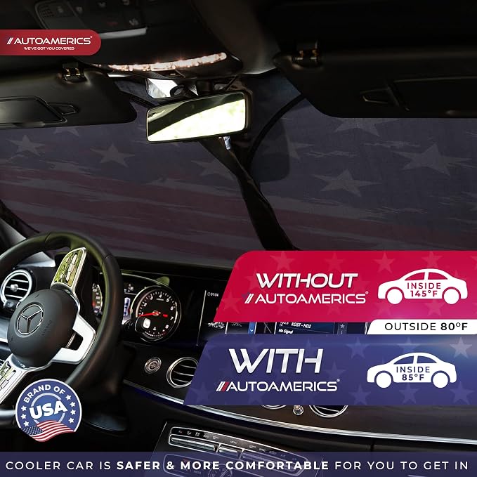Autoamerics 1-Piece Windshield Sun Shade USA Art Flag - Image 7