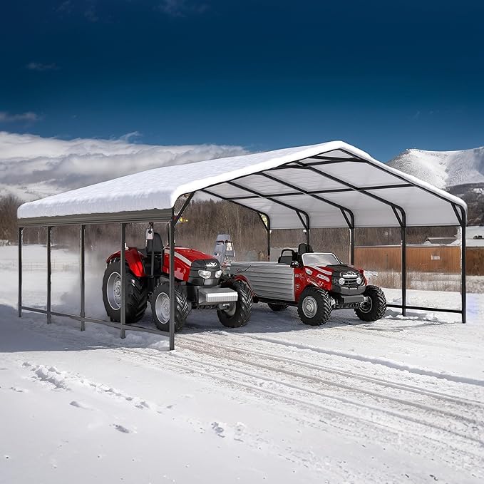 20x20 FT Metal Carport, Enhanced Base and Steel Roof - Image 4