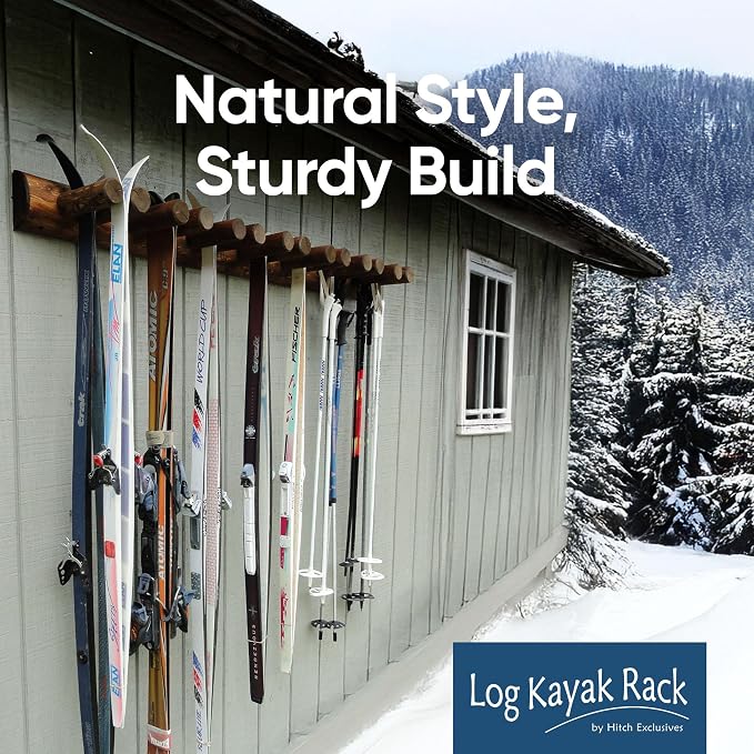 14-Place Log Ski Rack Wall Mount, Indoor Ski Storage Rack - Image 6