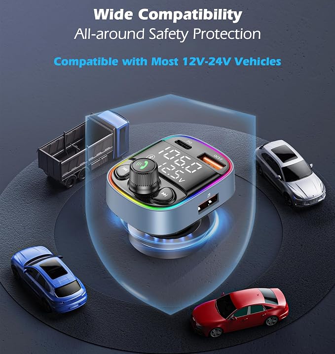 LIHAN AUX USB C Bluetooth Car Adapter, Wireless Handsfree Call, FM Transmitter - Image 8