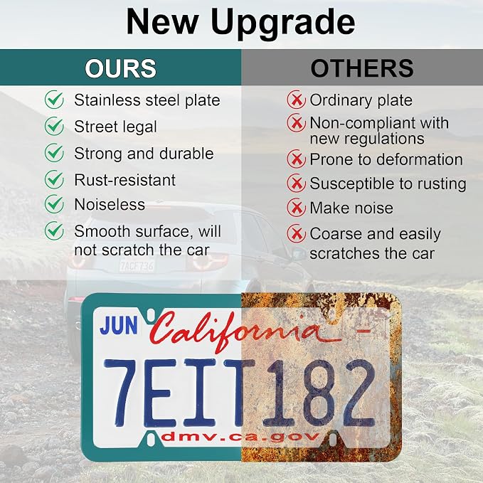 LivTee 4 Holes Stainless Steel License Plate Frames, Automotive Exterior - Image 6