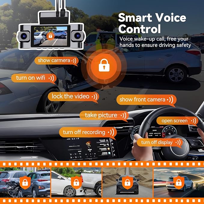 4K 360° DashCam for Cars, 4 Channel Car Dash Cam Front and Rear Inside - Image 4