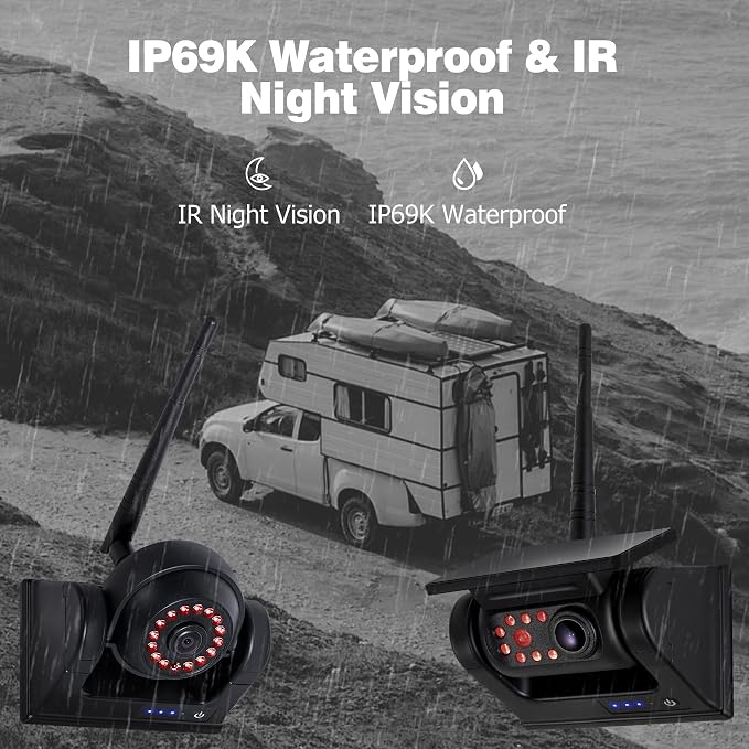10.1" Magnetic Wireless RV Backup Camera System, 1 Rear Cameras & 2 Side Cameras - Image 4