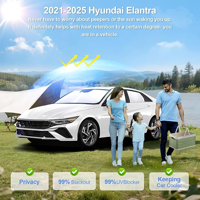 6pcs Car Window Shades for Hyundai Elantra2021-2024 2025 Accessories, - Image 2