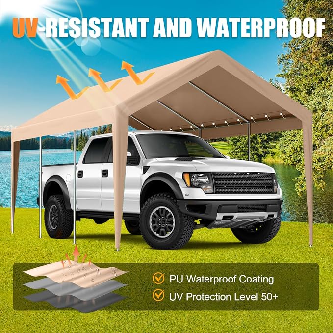 Carport Canopy 10'x20' Heavy Duty Replacement Cover, Beefull Carport - Image 6