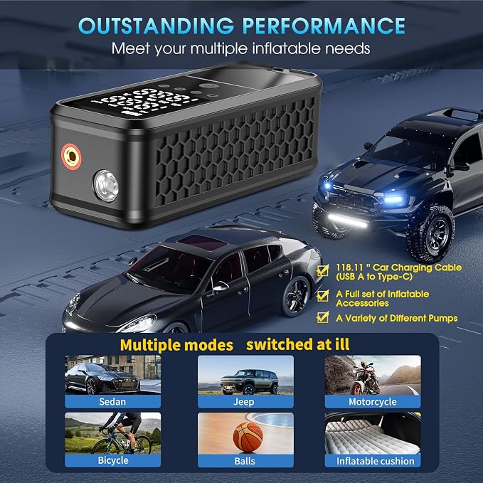 Tire Inflator Portable Air Compressor, 160 PSI Air Pump - Image 6