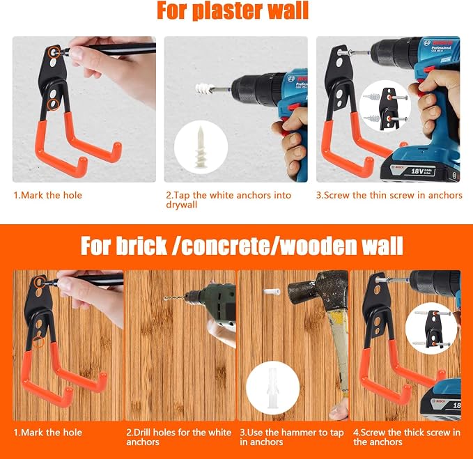 Heavy-Duty Garage Hooks -2 Pack Type small J- Anti-Slip Coated Wall-Mounted - Image 6