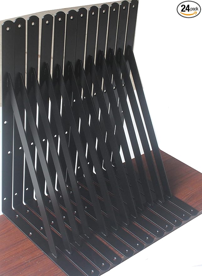 24 Pack L18 x H 12" Black Heavy Duty Shelf Brackets by MHMYDZ