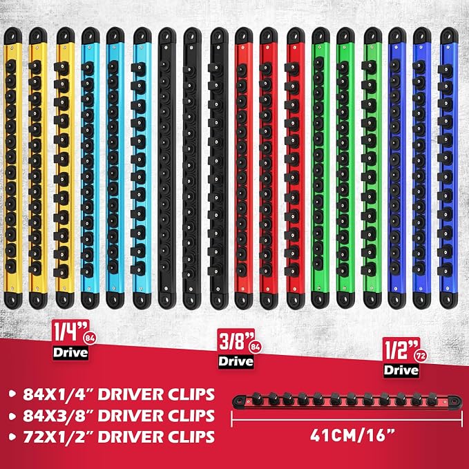 18-Piece Magnetic Socket Holder Organizer Set, Heavy Duty 1/2, 1/4-Inch Socket - Image 2