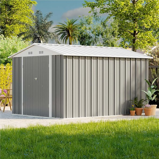 Patiowell 8x10 FT Outdoor Storage Shed, Large Garden Tool Metal Shed - Image 2