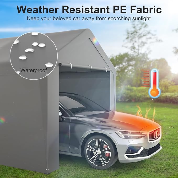 Carport, 10‘ x 20’ Heavy Duty Portable Garage All-Season Car Canopy w/Removable - Image 4