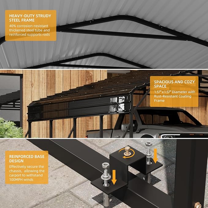 20' x 20' Heavy Duty Metal Carport - Image 3