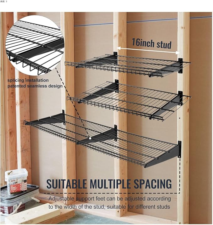 2 Pack Garage Wall Mounted Shelf, 23.6" x 11.4" Heavy Duty Wall Storage Shelves - Image 6