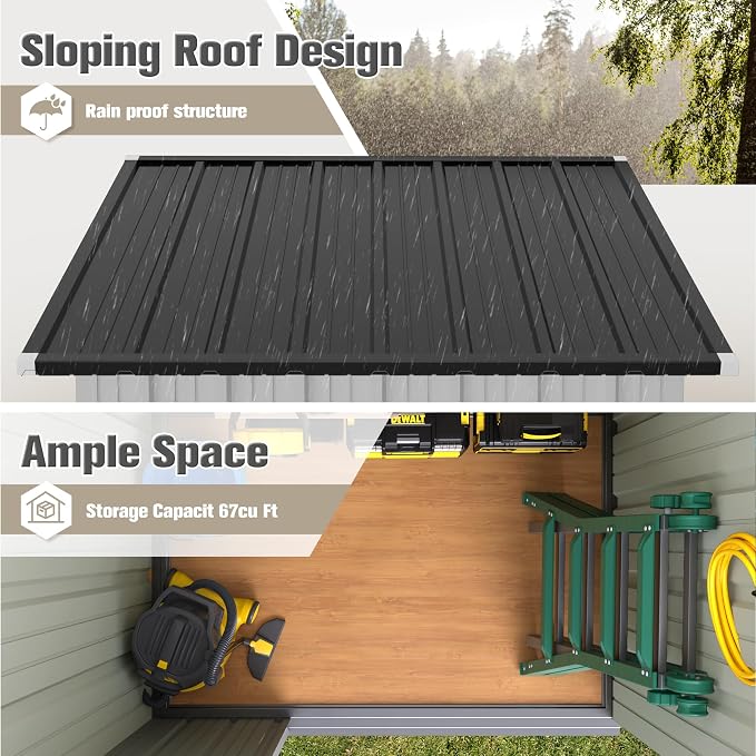 JUMMICO Metal Outdoor Storage Shed 5 x 3 FT Metal Shed - Image 4