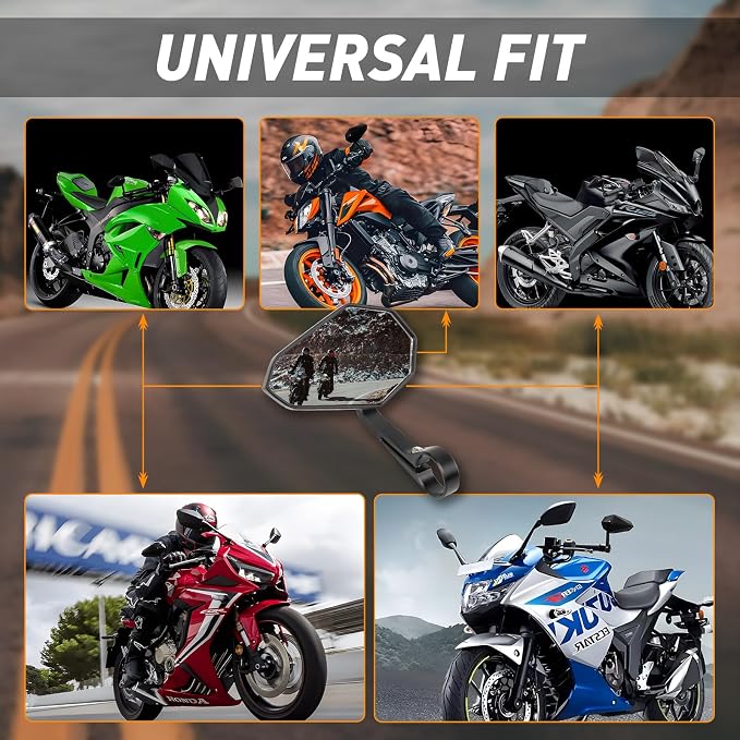 Motorcycle Mirrors for Handlebars, Bar End Motorcycle Mirrors, Rear View - Image 7