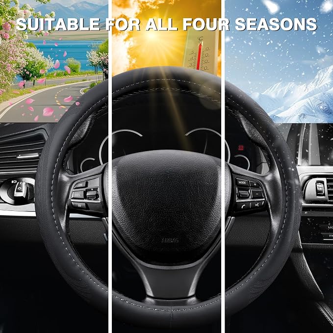 【2025 Model】 Breathable Soft Leather Car Steering Wheel Cover - Image 6
