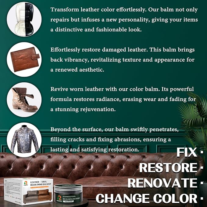 Dark Brown Leather Repair Kit, Leather Recoloring Balm – Restore & Repair Faded - Image 5