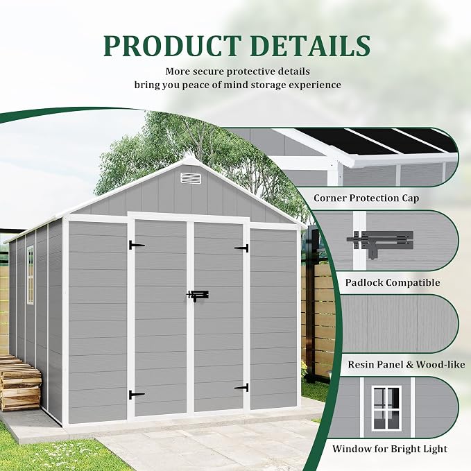 8x8 FT Outdoor Storage Resin Shed - Image 3