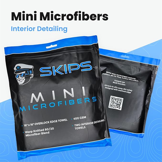 SKIPS Mini Microfiber Towels: 2-Pack of Premium Interior Detailing Towels - Image 2