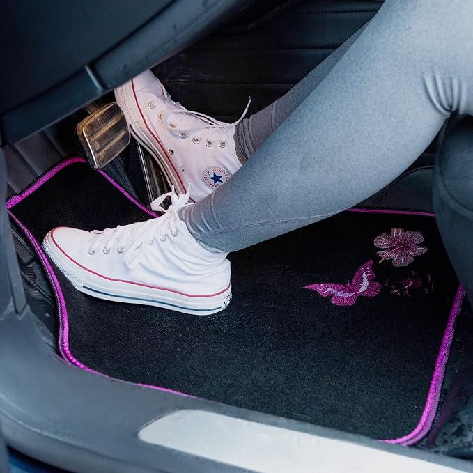 CAR PASS Embroidery Butterfly and Flower Car Floor Mats, - Image 6