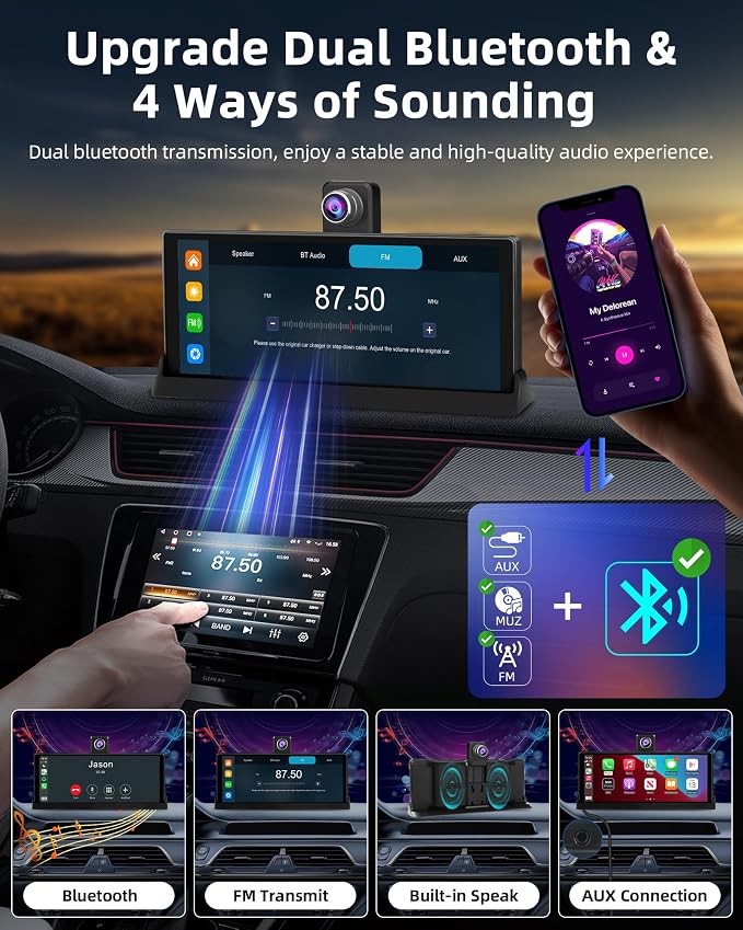 【350° Rotatable Lens】10.26''Wireless Apple CarPlay Screen - Image 7