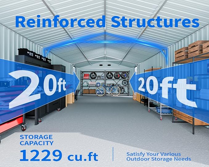 10x20 Metal Shed, Metal Garage Building - Image 3
