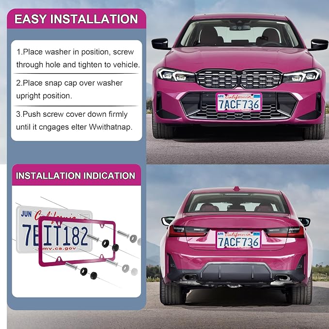 LivTee 4 Holes Stainless Steel License Plate Frames, Automotive Exterior - Image 5
