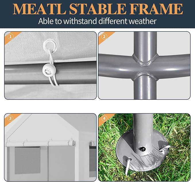 Shintenchi Carport 10' x 20' Heavy Duty Portable Garage, Car Port Canopy - Image 4