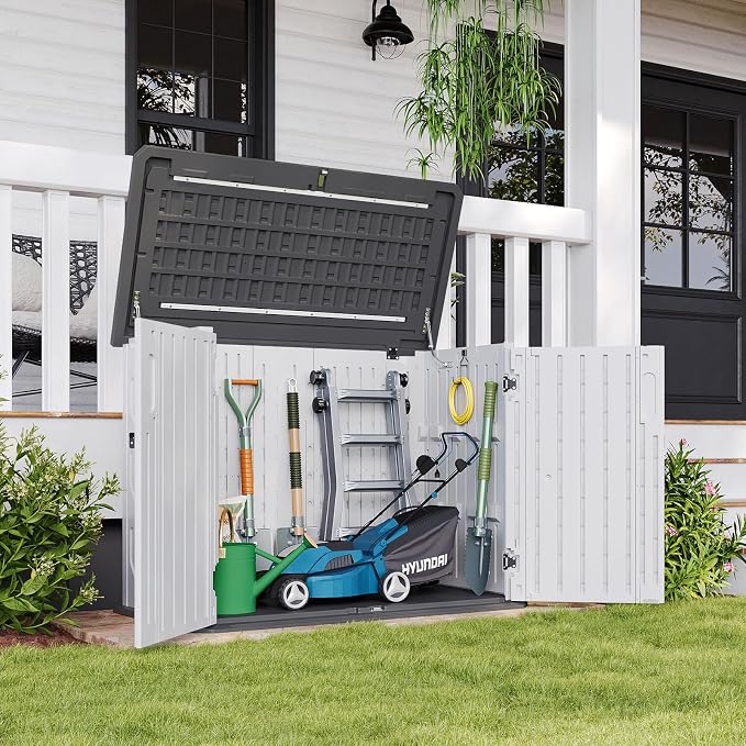 Aoxun Outdoor Storage Cabinet 35 Cu.Ft Outdoor Trash Can Storage Shed - Image 3