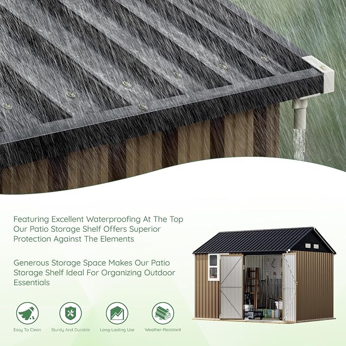 10X8FT Outdoor Steel Storage Shed - Image 8