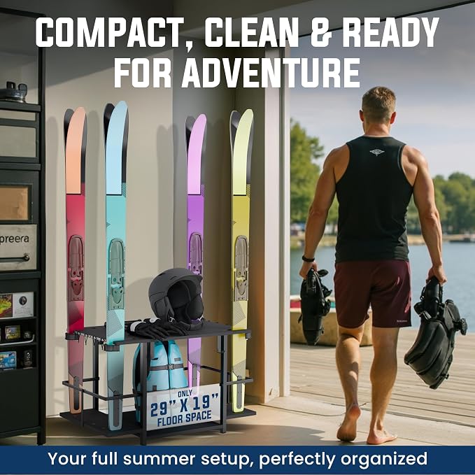 Water Ski Storage Rack – Garage Ski Rack Freestanding Organizer - Image 5