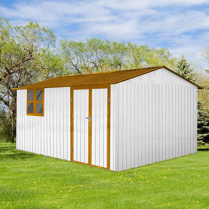10x12 FT Outdoor Storage Shed, Large Metal Garden Shed by BNSPLY