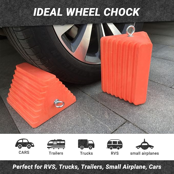 Premium 4 pcs Heavy Duty Wheel Tire Chocks, Vehicle Chocks - Image 4